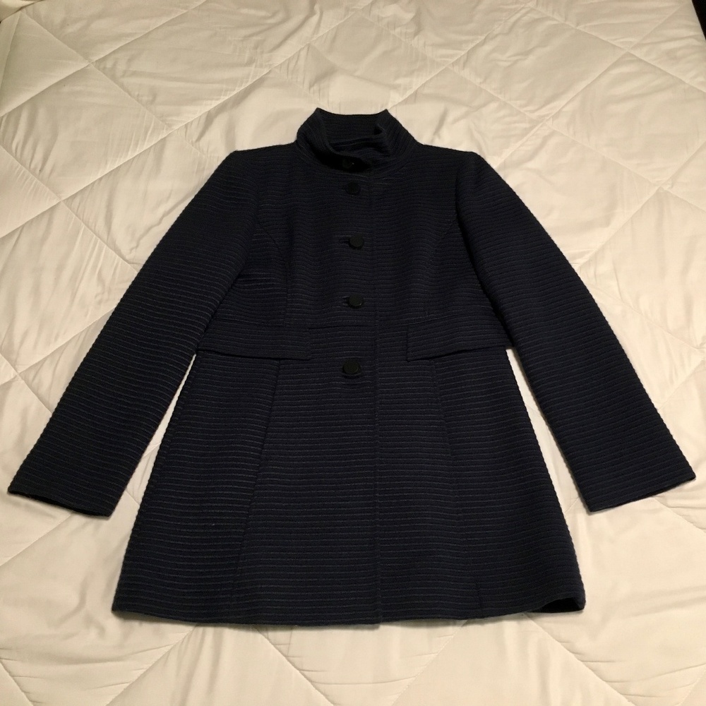 Ann Taylor LOFT Wool Blend Trench Coat Textured